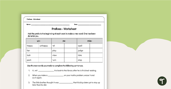 Prefixes - Worksheet