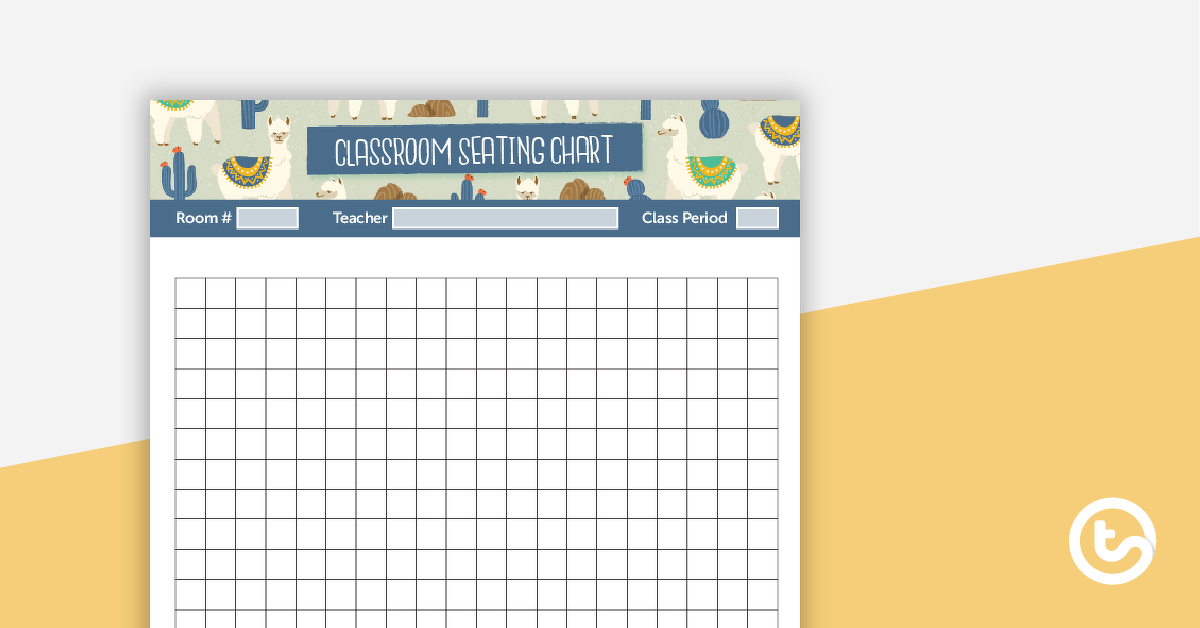 Preview image for Llama and Cactus Printable Teacher Planner - Seating Chart (Portrait) - teaching resource