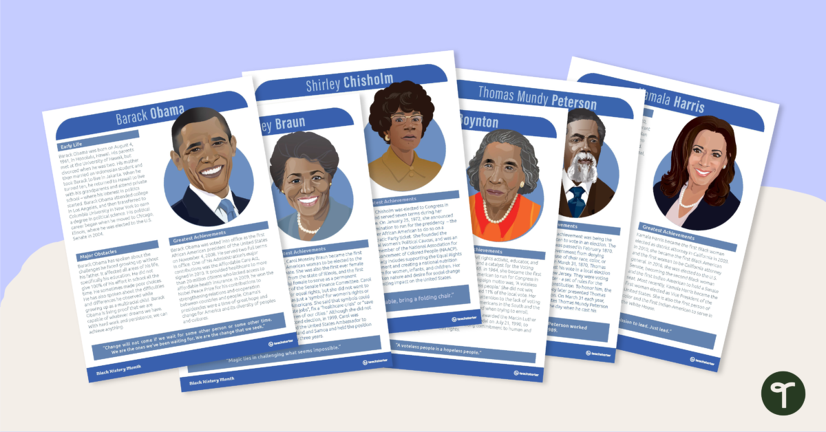 预览图像为黑人嗨story Profile Poster Pack - teaching resource