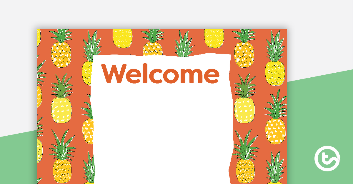 菠萝的预览图像 - 欢迎标志和名称标签 - 教学资源