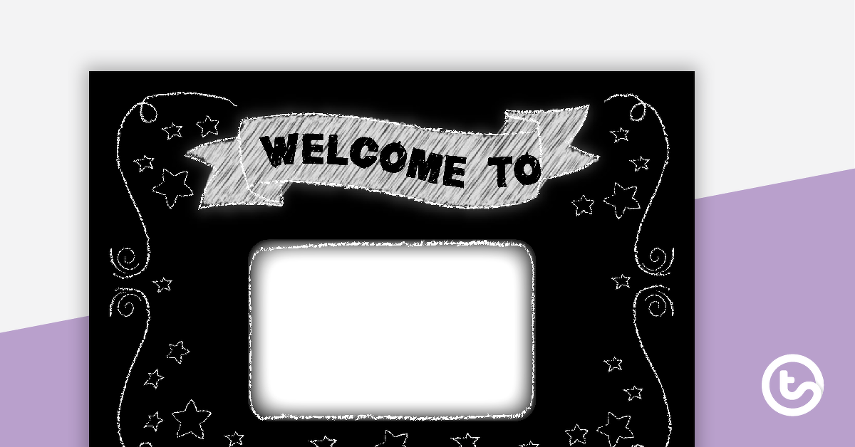 Preview image for Funky Chalkboard BW - Welcome Sign and Name Tags - teaching resource