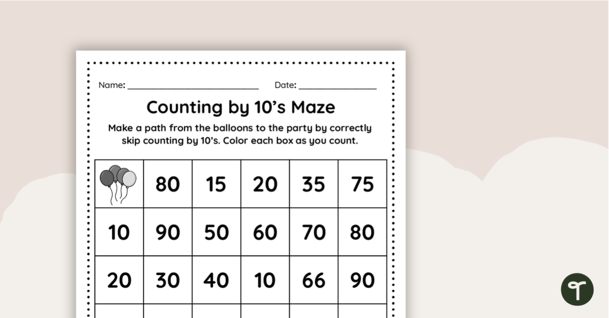 Preview image for Counting by 10's Maze - teaching resource