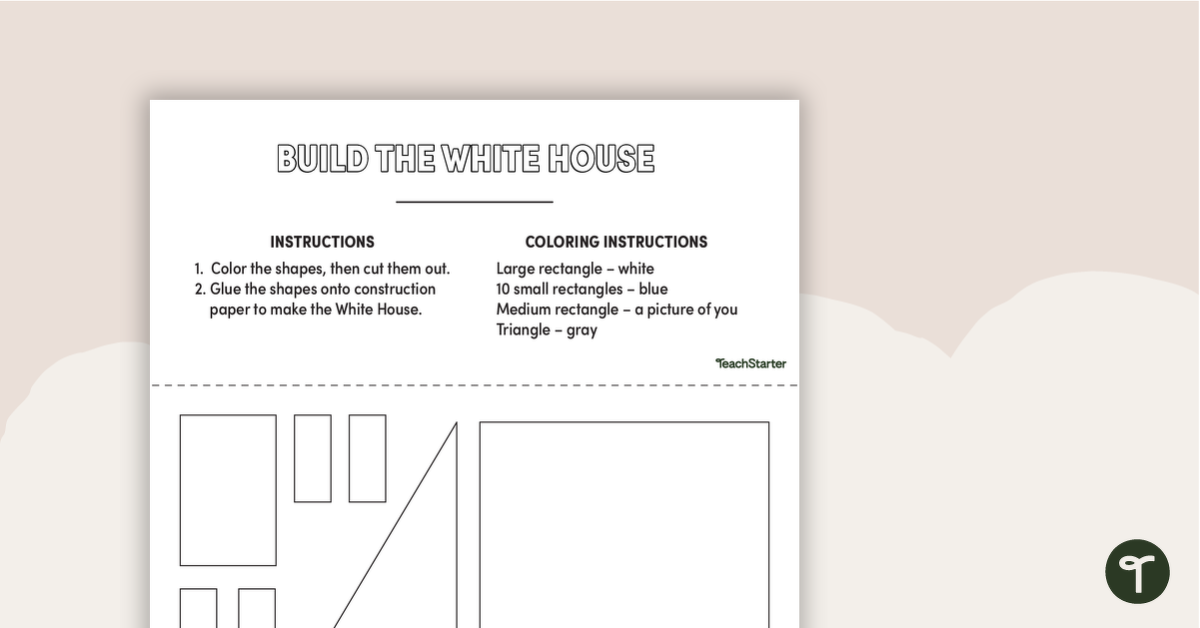 Preview image for Build the White House - Cut and Color Activity - teaching resource