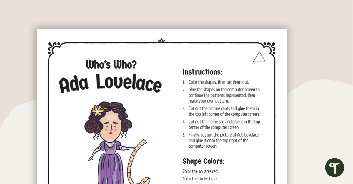 Preview image for Ada Lovelace - Cut and Paste Shapes and Patterns Activity - teaching resource