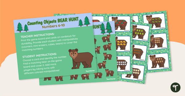 计数对象的预览图像熊狩猎 - 数字6–10-教学资源