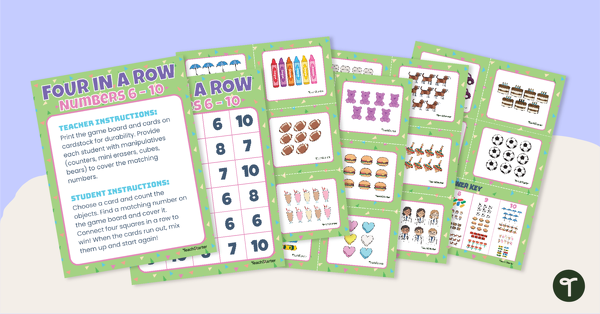 Preview image for Four in a Row - Numbers 6-10 - teaching resource