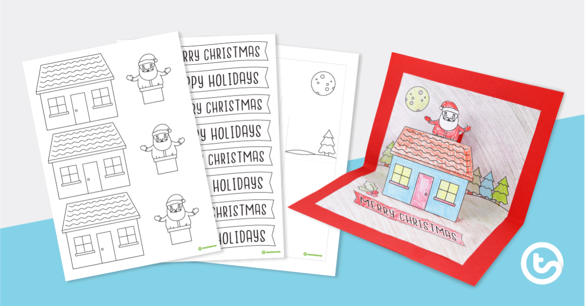 圣诞节Pop Up Card Template - Santa Stuck in Chimney