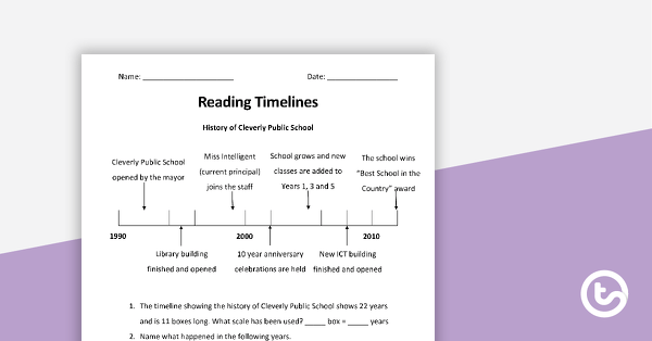 Reading and Constructing Timelines Worksheets