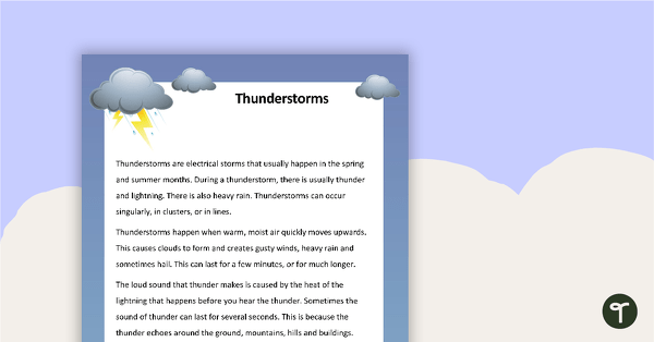 Finding the Main Idea - Comprehension Task (Thunderstorms)