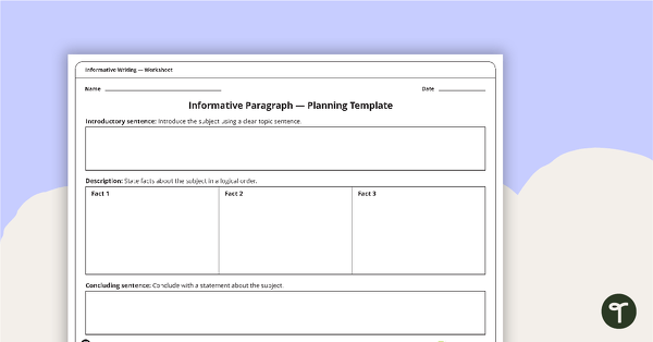Informative Paragraph Planning Template
