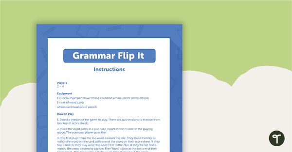Verb Grammar Card Game - Flip It!