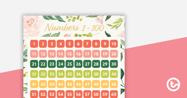 Blush Blooms - Numbers 1 to 100 Chart