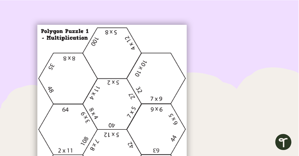 Polygon Puzzles - Multiplication Worksheets with Answers