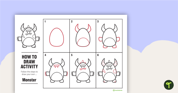 How to Draw a Monster for Kids - Task Card