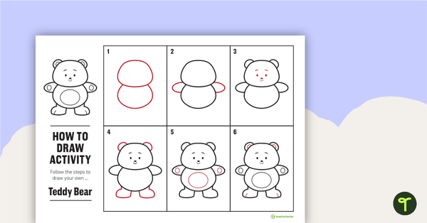 How to Draw a Teddy Bear for Kids- Task Card