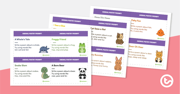 Animal Poetry Prompts Task Cards