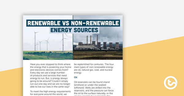 Renewable vs Non-Renewable Energy Sources – Worksheet