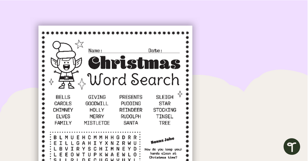 Christmas Word Search with Solution