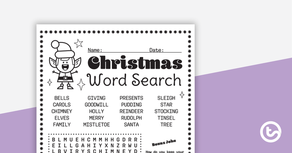 Christmas Word Search with Solution